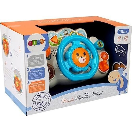 Interaktivní volant pro nejmenší se světlem a zvukem Lion Driver modrý