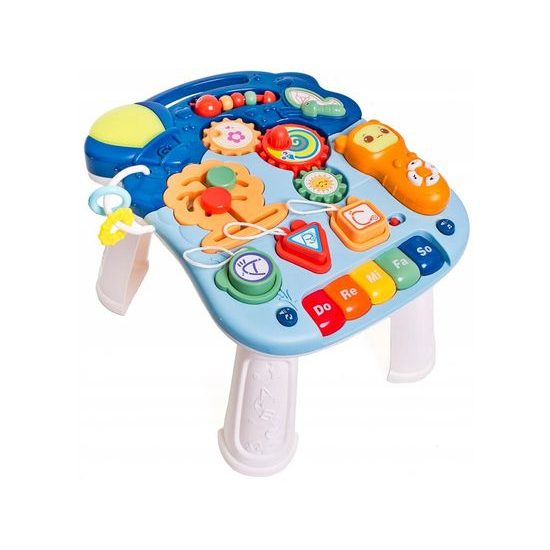 Doris interaktivní chodítko s hracím stolečkem 2v1 modré