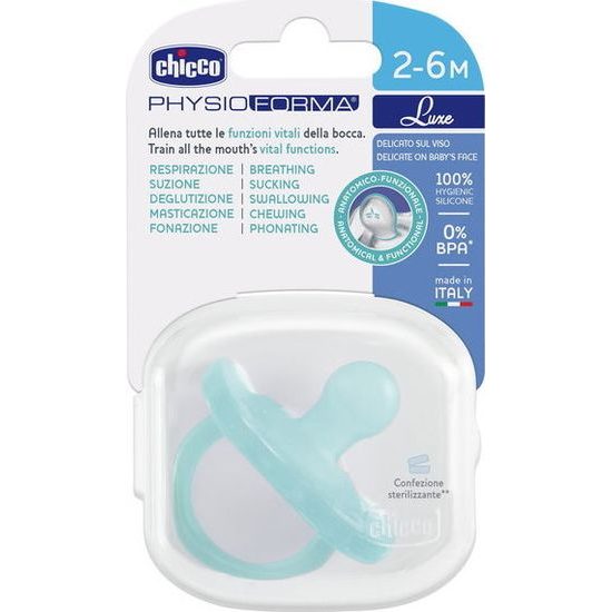 Dětský silikonový dudlík physio luxe 2-6m modrý