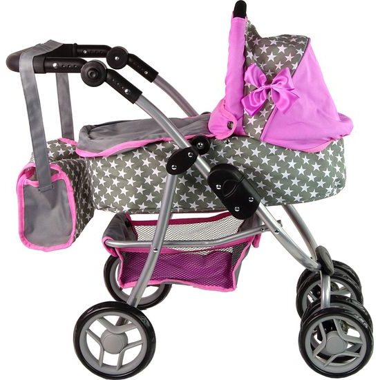 Kočárek pro panenky 2v1 Gondola Bag Pink Stars