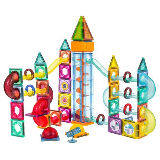 Magnetická svítící stavebnice se skluzavkou Magnet Blocks 134 dílů