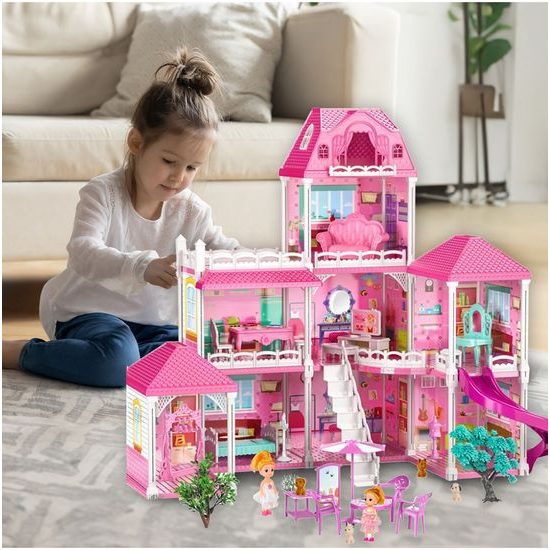 XXL domeček pro panenky Luxury Villa s příslušenstvím + 2 panenky