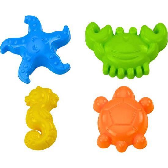 Sada hraček na písek, lopatka, hrábě, formičky, 6 ks