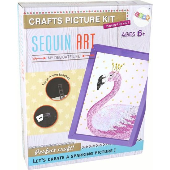 Pěnový obrázek s flitry - Plameňák