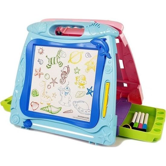 Oboustranná magnetická tabule s doplňky -modro/růžová