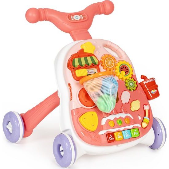 Haunger chodítko 2v1 s hracím stolečkem a košíkovou Active Table - růžové