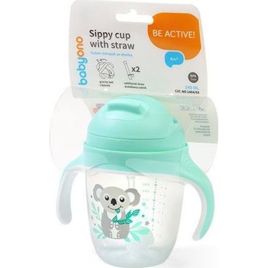 Dětský hrneček se zatíženým brčkem - tyrkysový