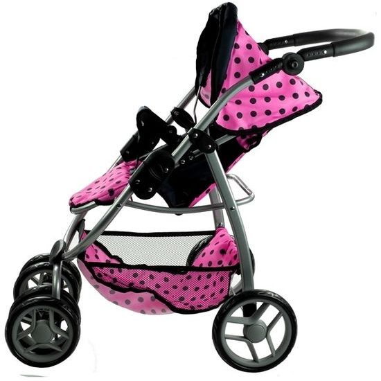 Alice velký sportovní kočárek pro panenky 3v1 - 9662 růžový s puntíkama