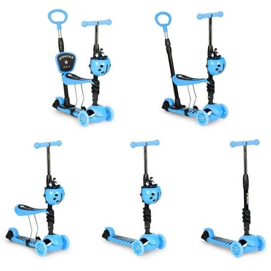 Ecotoys dětská koloběžka se svítícími koly Bedrunka modrá 5v1