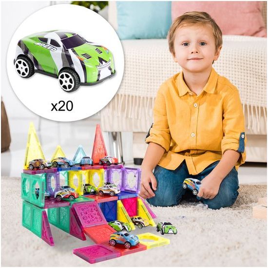 Magnetická stavebnice Magnet Blocks 68 dílů + 20 autíček