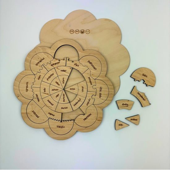 Emócie na vyfarbenie - drevené puzzle