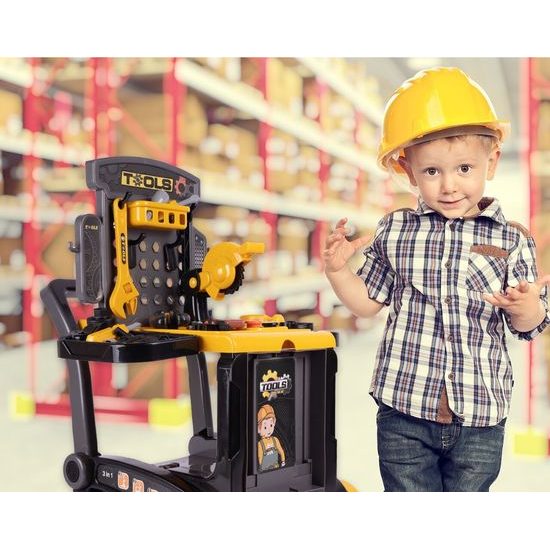 Dětská pracovní dílna 3v1 s vozíčkem