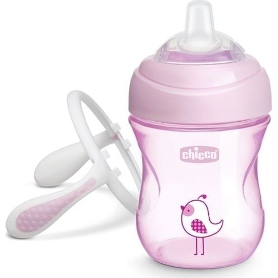 Chicco hrneček učíme se s držadly 200 ml růžová ptáček