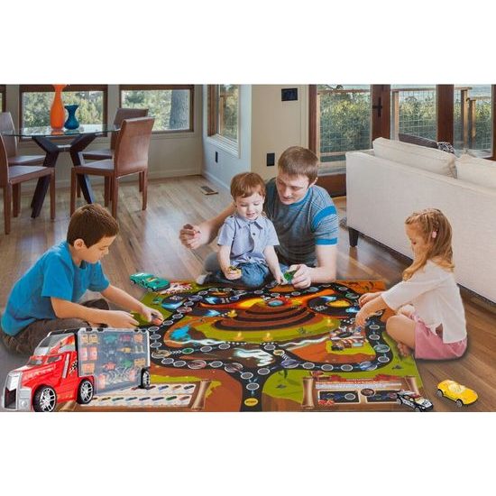 Nákladní auto se 6 autíčky, skluzavkou a podložkou Race Truck