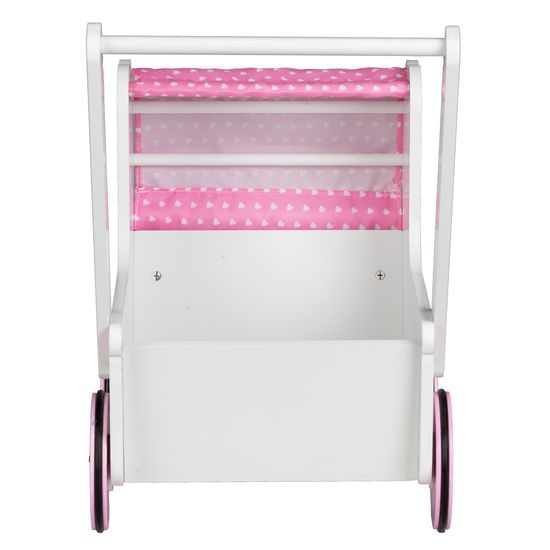 Ecotoys dětské dřevěné chodítko kočárek se srdíčky