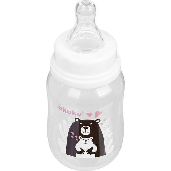 Akuku Láhev 125ml bílo-černý medvěd