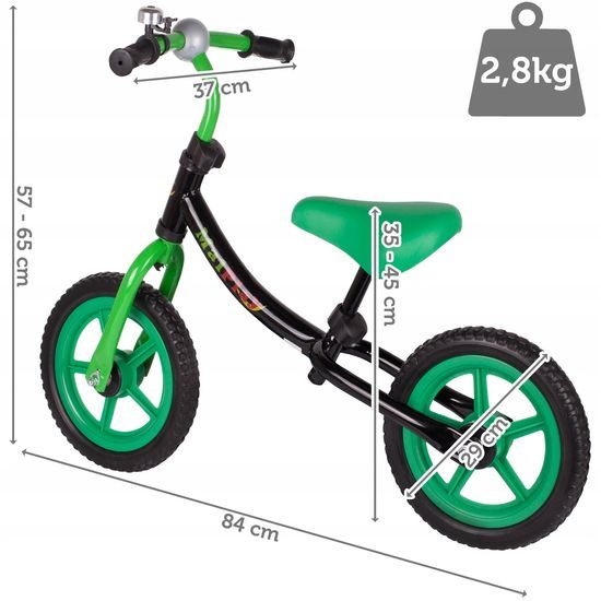 Dětské odrážedlo Nolan 12" černo-zelená