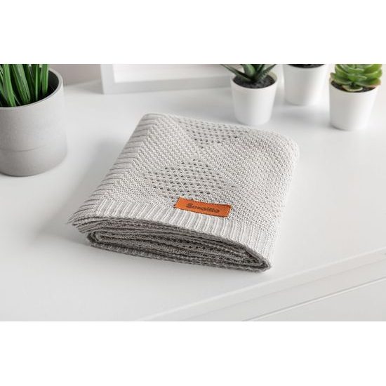 Sensillo Dětská pletená bambusová deka do kočárku 100x80 cm šedá