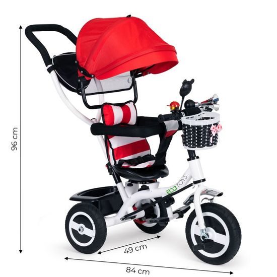 Ecotoys dětská tříkolka s otočným sedadlem Trike 2v1 červená
