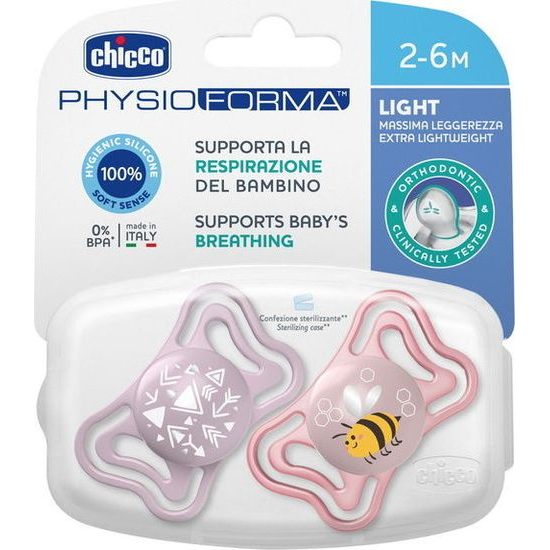 Silikonový dudlík Physio Light 2m, 2ks růžový