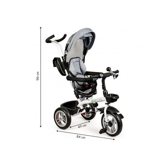 Ecotoys dětská tříkolka s otočným sedadlem 2v1 šedá