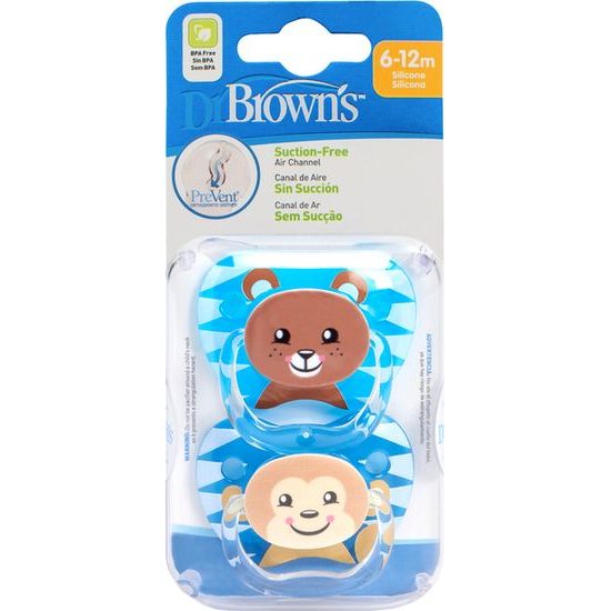Dr Brown's Ortodontický dudlík Prevent zvířátka, 2ks, 6-12m
