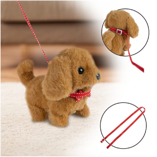 Štěkající plyšový pejsek s vodítkem Plush Pet