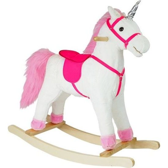 Houpací kůň bílo růžový se zvuky - Unicorn