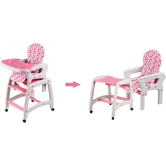 Ecotoys jídelní židlička 3v1 růžová