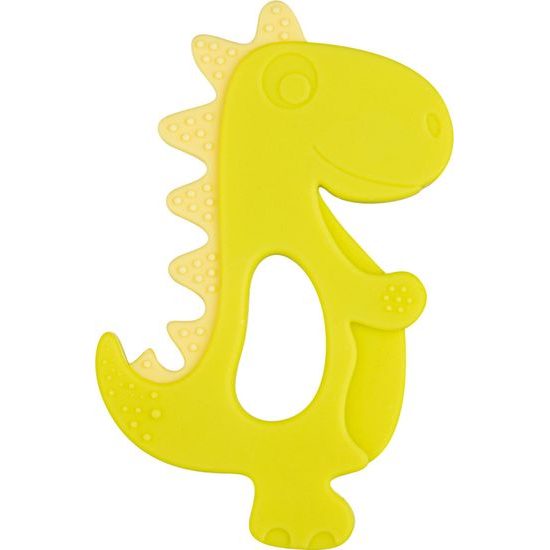 Canpol Babies Silikonové kousátko Canpol Babies Dino, zelené, žluté