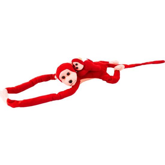 Plyšová opice s miminkem červená 70 cm