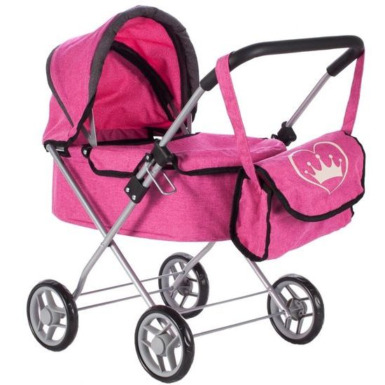Hluboký kočárek pro panenky Princess růžový