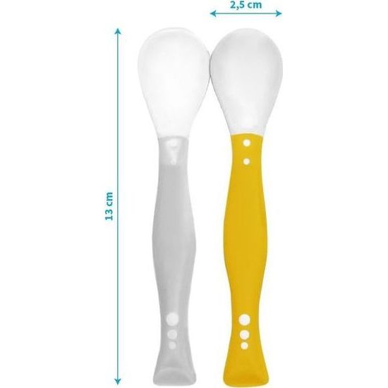 BabyOno Flexibilní lžičky, 2 ks, žlutá/šedá