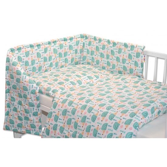Baby Nellys Baby Nellys Mantinel s povlečením 135x100 - Ježek tyrkys