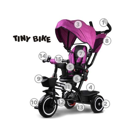 Dětská tříkolka Tiny Bike s otočným sedadlem 3v1 růžová