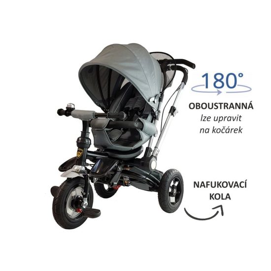 Majlo Toys oboustranná tříkolka s nafukovacími koly PRO700 stříbrná
