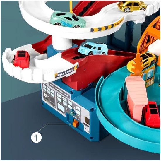 Parkovací dráha se 4 autíčky, tunelem a výtahem na baterie Dinosaur Rail