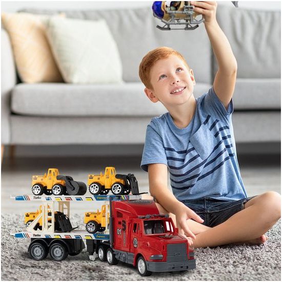 Nákladní autíčko se stavebními stroji na dálkové ovládání Truck Transport