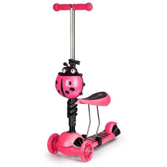 Ecotoys dětská koloběžka Bedrunka růžová se sedátkem a svítícími koly