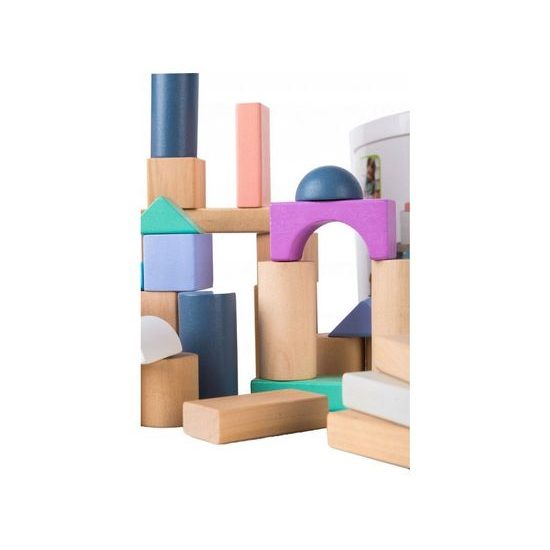 Ecotoys sada dřevěných kostek 50 ks v boxu NEO