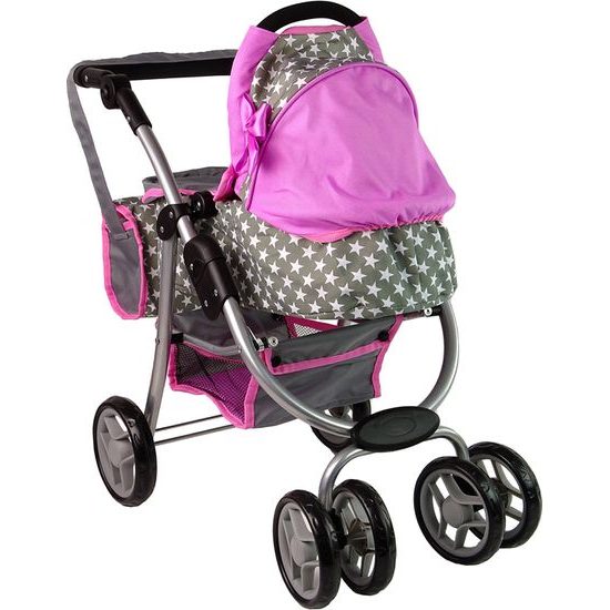 Kočárek pro panenky 2v1 Gondola Bag Pink Stars