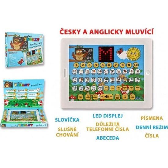 Naučný tablet moudré sovy dvojjazyčný CZ+AJ na baterie se zvukem