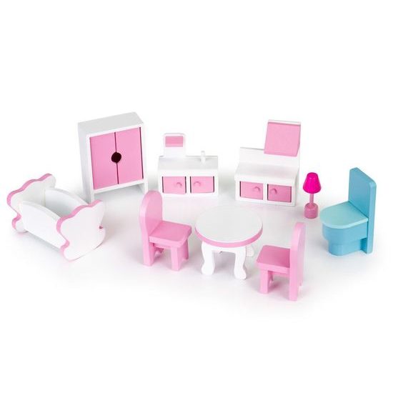 Ecotoys dřevěný domeček pro panenky s LED osvětlením Montana