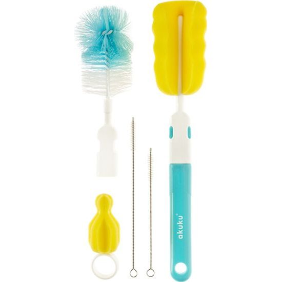 Sada kartáčů na čištění láhví dudlíků a brček Akuku modrá Modrá