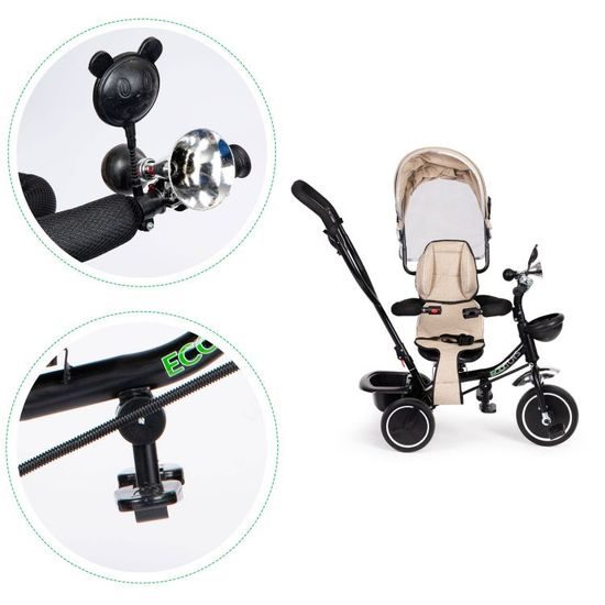 Ecotoys dětská tříkolka s otočným sedadlem Trike 2v1 béžová