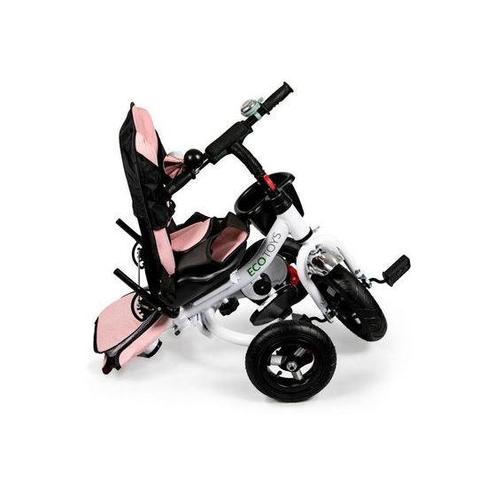 Ecotoys dětská tříkolka s otočným sedadlem a nafukovacími koly Rotage světle růžová