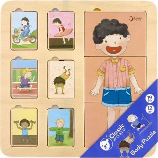 Dřevěné deskové puzzle lidské tělo/sport