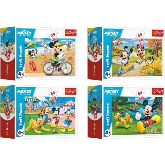 Minipuzzle 54 dílků Mickey Mouse Disney/ Den s přáteli - mix 4 druhy