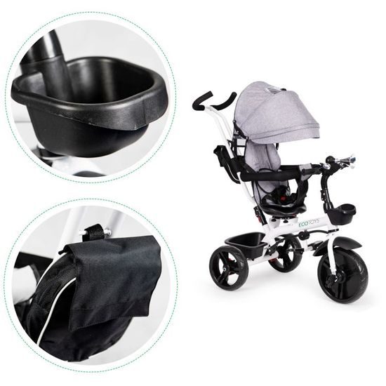 Ecotoys dětská tříkolka s otočným sedadlem S-Trike šedá