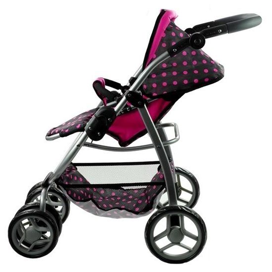 Alice velký sportovní kočárek pro panenky 3v1 - 9662 černý s puntíkama